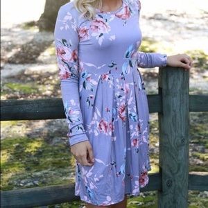 Purple floral dress long sleeves